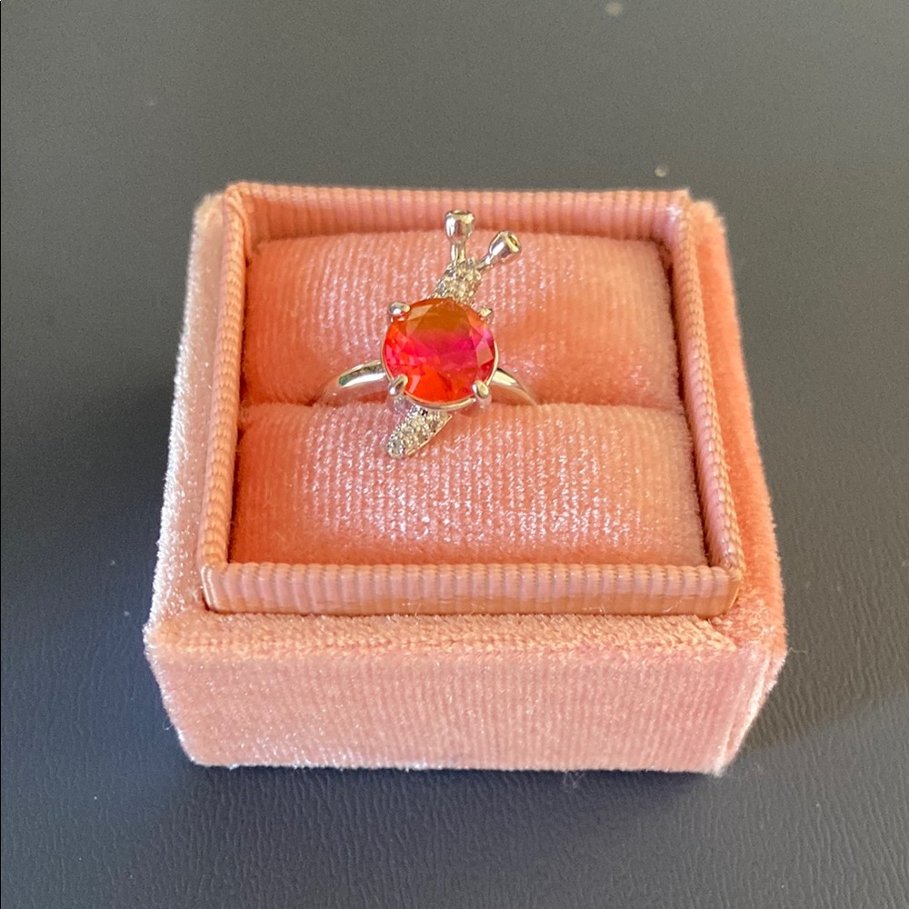 Bomb party kids ring Elegant Silver and Red Gemstone Ring